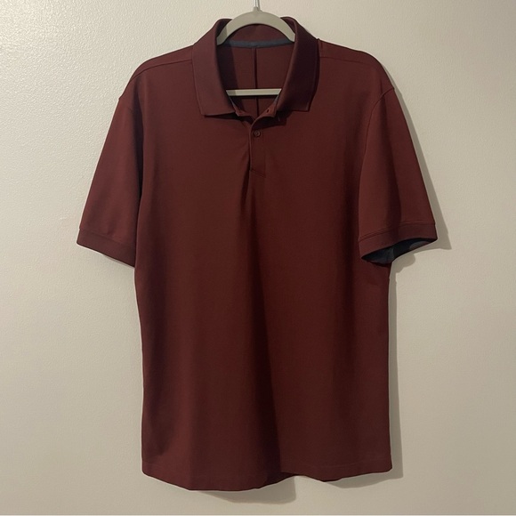 Lululemon Athletica Men's Tech Pique Polo Shirt Golf Classic Mahogany Red sz L - Picture 4 of 10